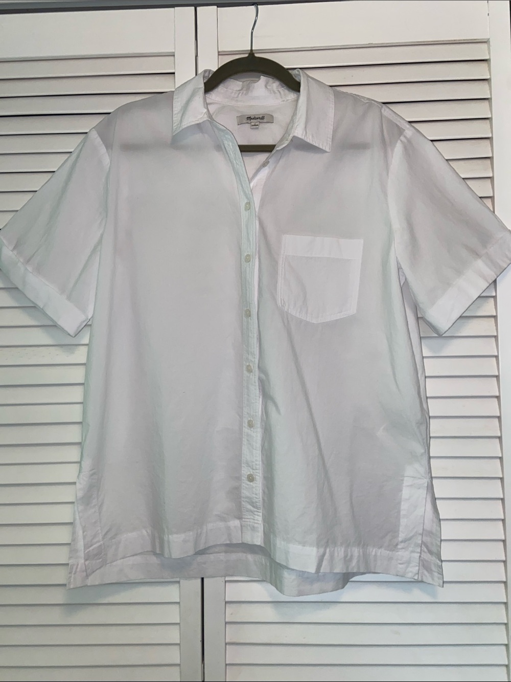 Madewell 100% Cotton White Short-Sleeve Button‎ Down Shirt Woman's S Loose Fit